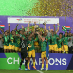 banyana celebrating 2022 Wafcon win